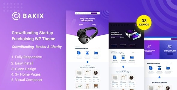 Bakix – Crowdfunding Startup & Fundraising WordPress Theme