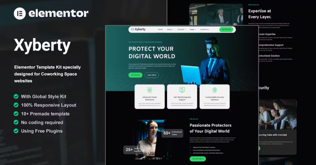 Xyberty – Cyber Security Elementor Template