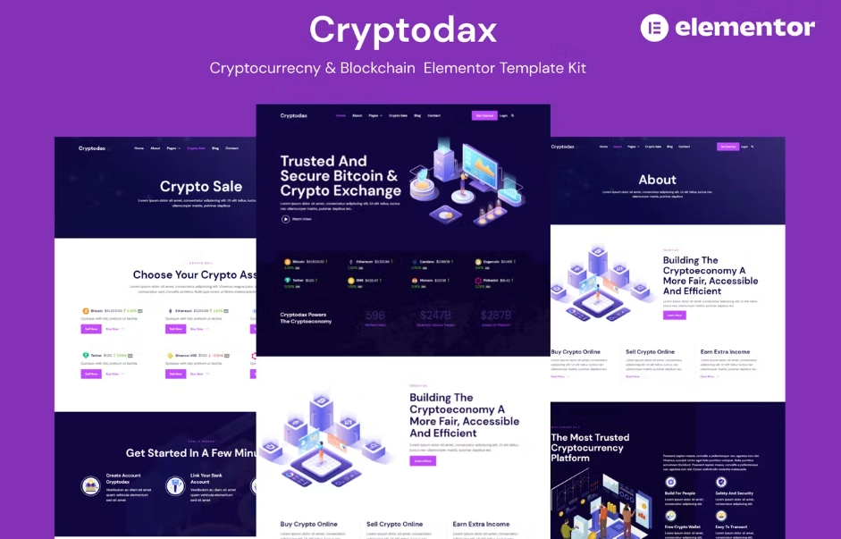 Cryptodax – Cryptocurrency & Blockchain Elementor Template