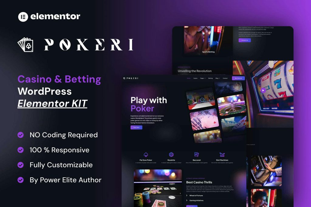 Pokeri – Casino & Betting Elementor Pro Template