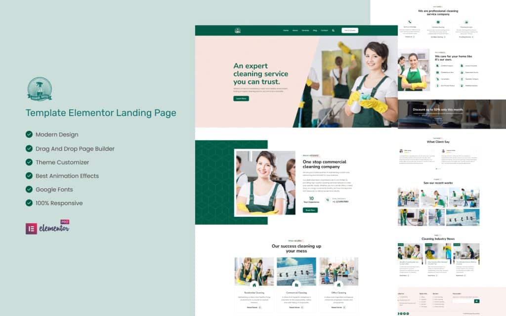 Cleaning – Cleaning Services Elementor Landing Page