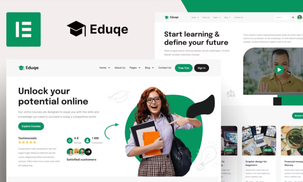 Eduqe – Online Courses Elementor Pro Template