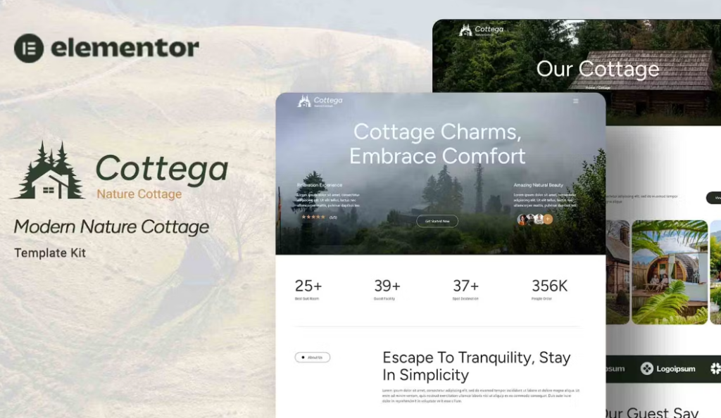 Cottega – Modern Nature Cottage Elementor Template