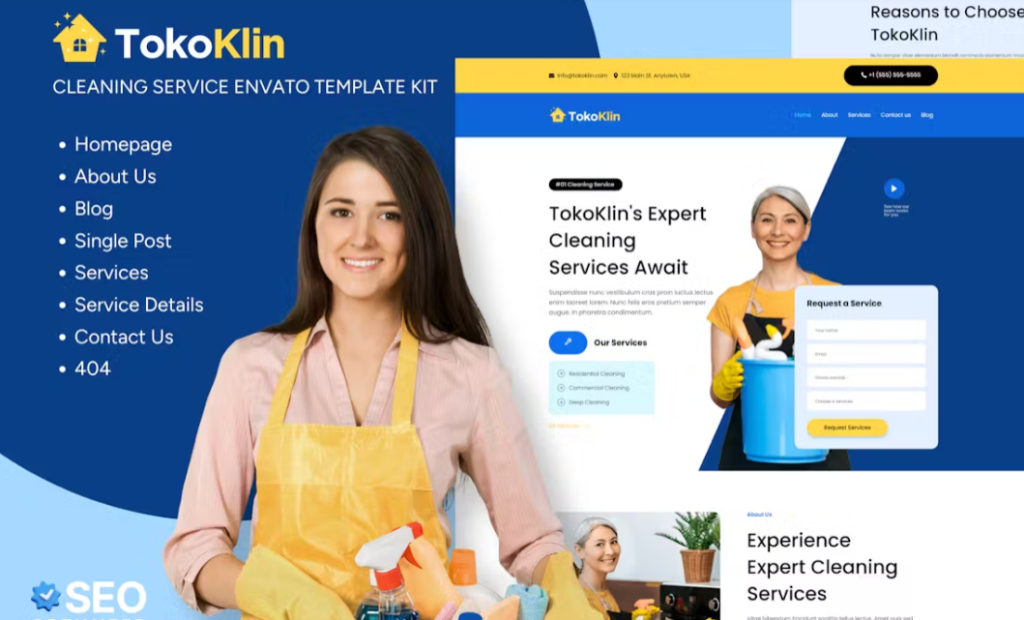 Tokoklin – Cleaning Service Business Elementor Template