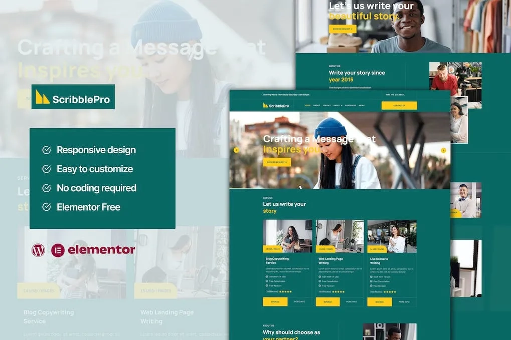 Scribble – Content Writing Service Elementor Template
