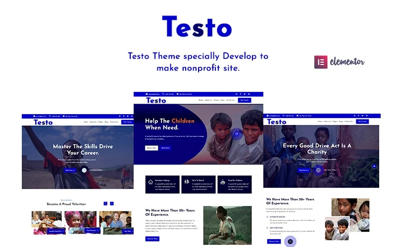 Testo– Nonprofit Charity Elementor WordPress Theme WordPress Theme