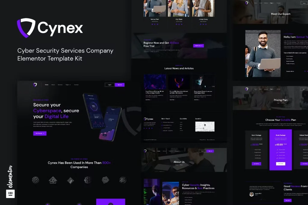 Cynex – Cyber Security Services Company Elementor Template
