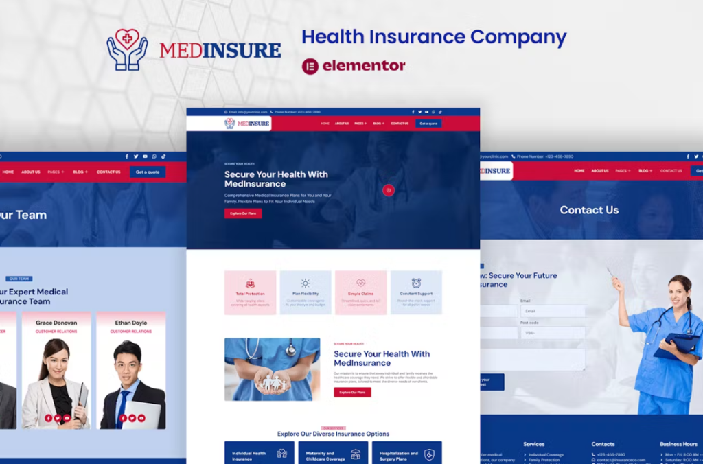 MedInsure – Health Insurance Company Elementor Pro Template