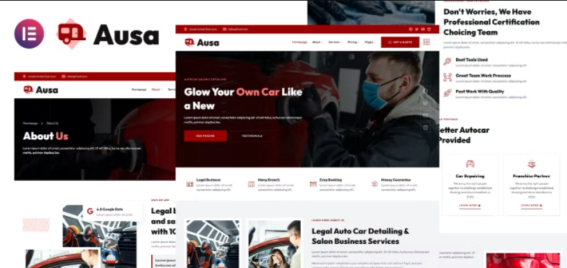 Ausa – Autocar Salon & Detailing Services Elementor Template