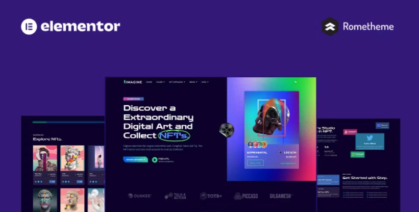 IMAGINE – Creative NFT Portfolio Elementor Pro Full Site Template
