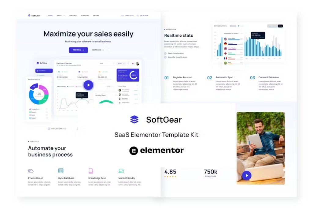 SoftGear – SaaS Elementor Template