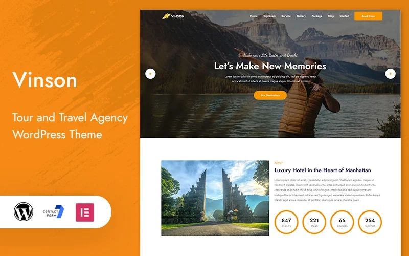 Vinson – Tour and Travel Landing Page WordPress Theme