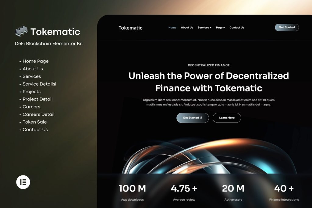 Tokematic – Crypto Defi Launch Elementor Template