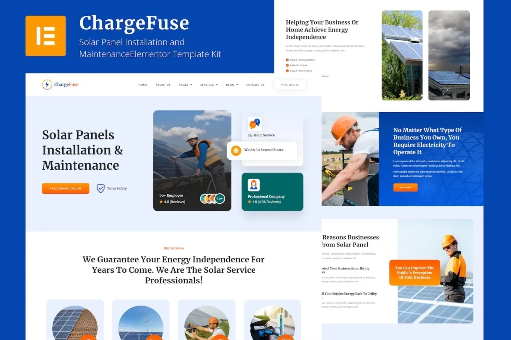 ChargeFuse – Solar Panel Installation & Maintenance Elementor Template