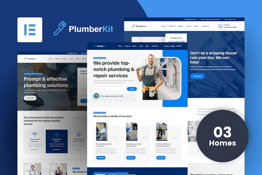 Plumber – Plumbing Services Elementor Template Kit
