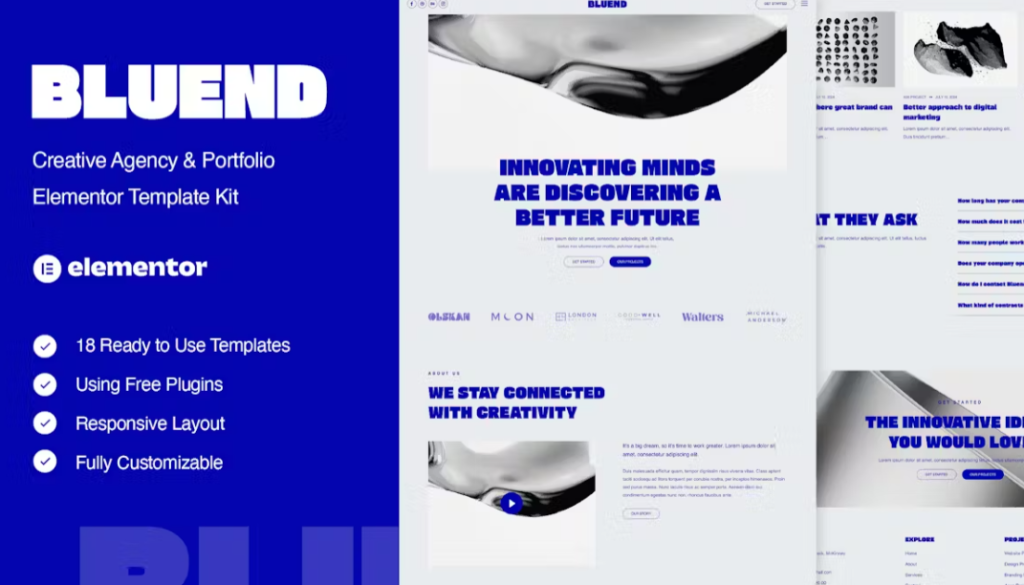 Bluend – Creative Agency & Portfolio Elementor Template