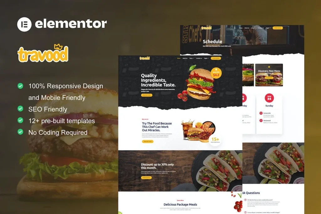 Travood – Food Truck & Street Food Elementor Pro Template