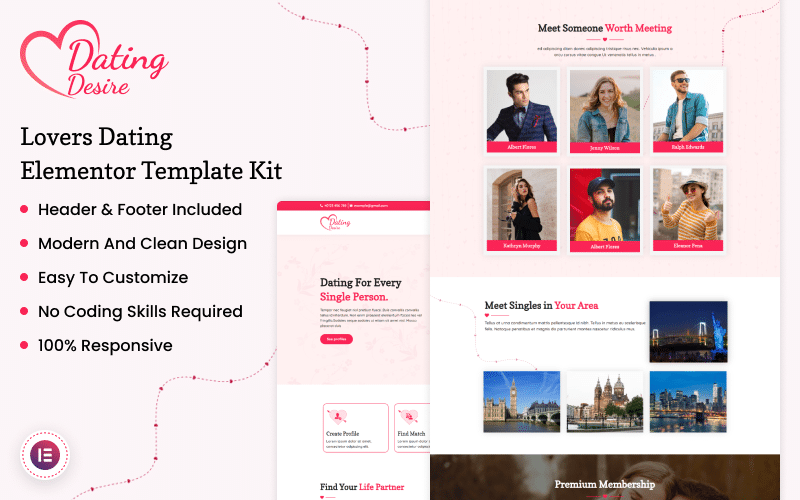 Dating Desire – Lovers Dating Elementor Template Kit