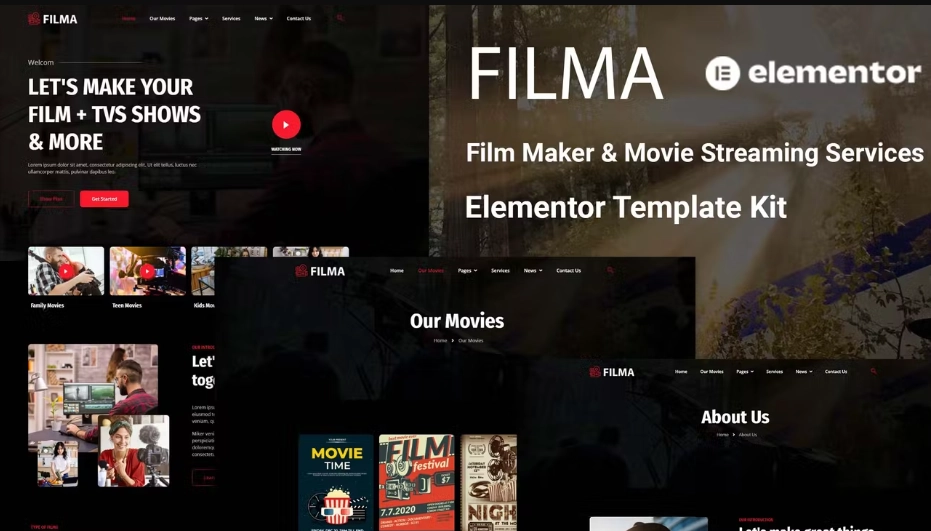 Filma – Film Maker & Movie Streaming Services Elementor Template