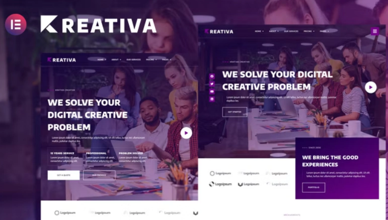 Krativa – Creative & Digital Agency Services Elementor Template