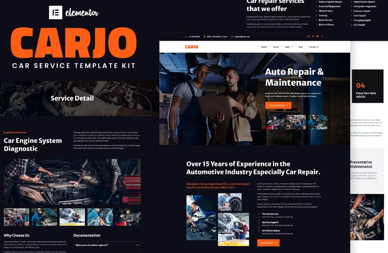Carjo – Car Services & Repair Elementor Template