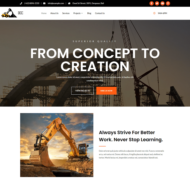 Dcc- Contractor & Building Construction Elementor Template Kit