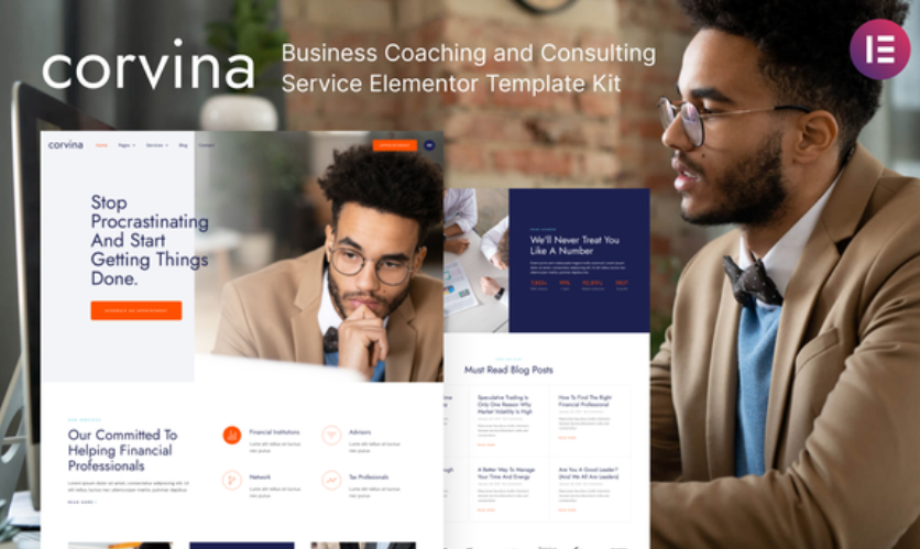 Corvina – Business Coaching & Consulting Service Elementor Template