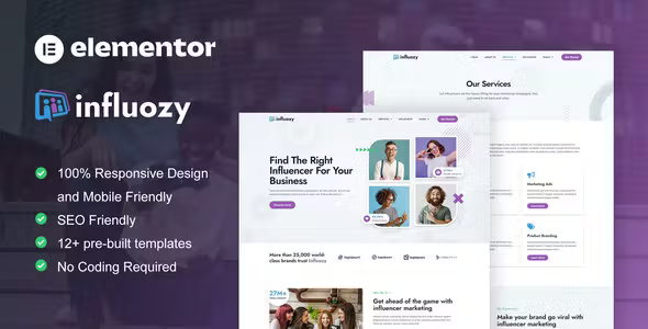 Influozy Influencer Marketing Elementor Template Kit