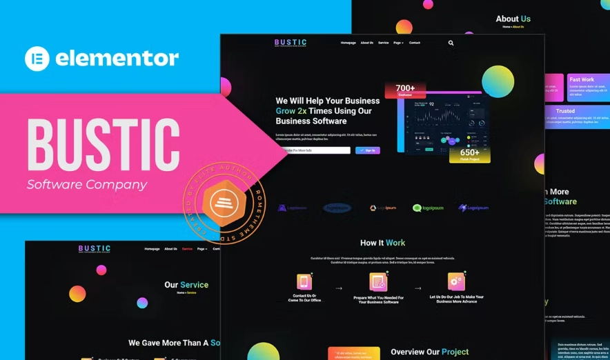 Bustic – Tech & Software Company Elementor Template