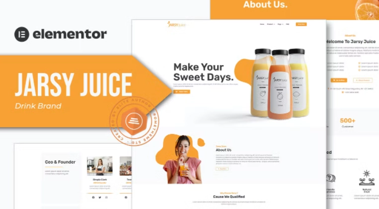 Jarsy Juice – Drink Brand Elementor Template