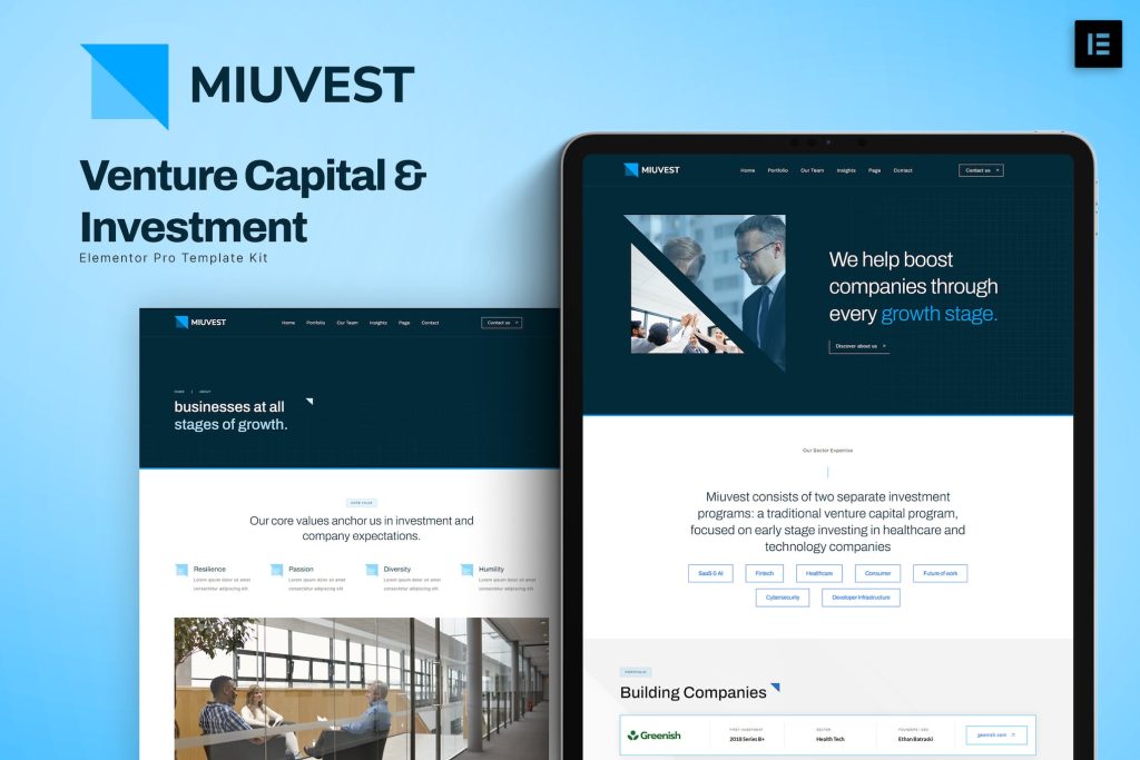 Miuvest – Venture Capital & Investment Elementor Template