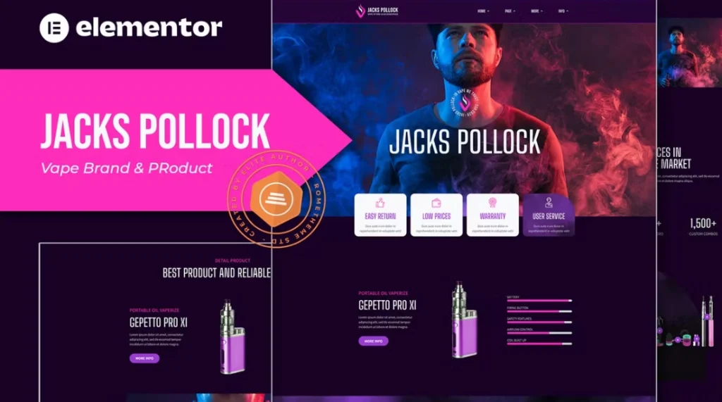 Jacks Pollock – Vape Elementor Template