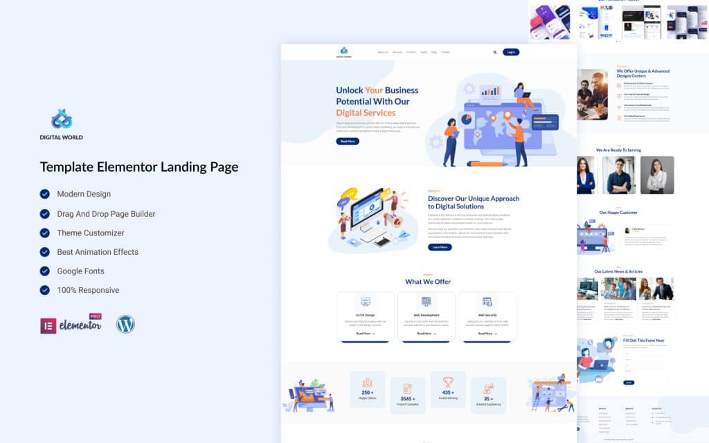 Digital World – Digital Marketing Services Elementor Landing page