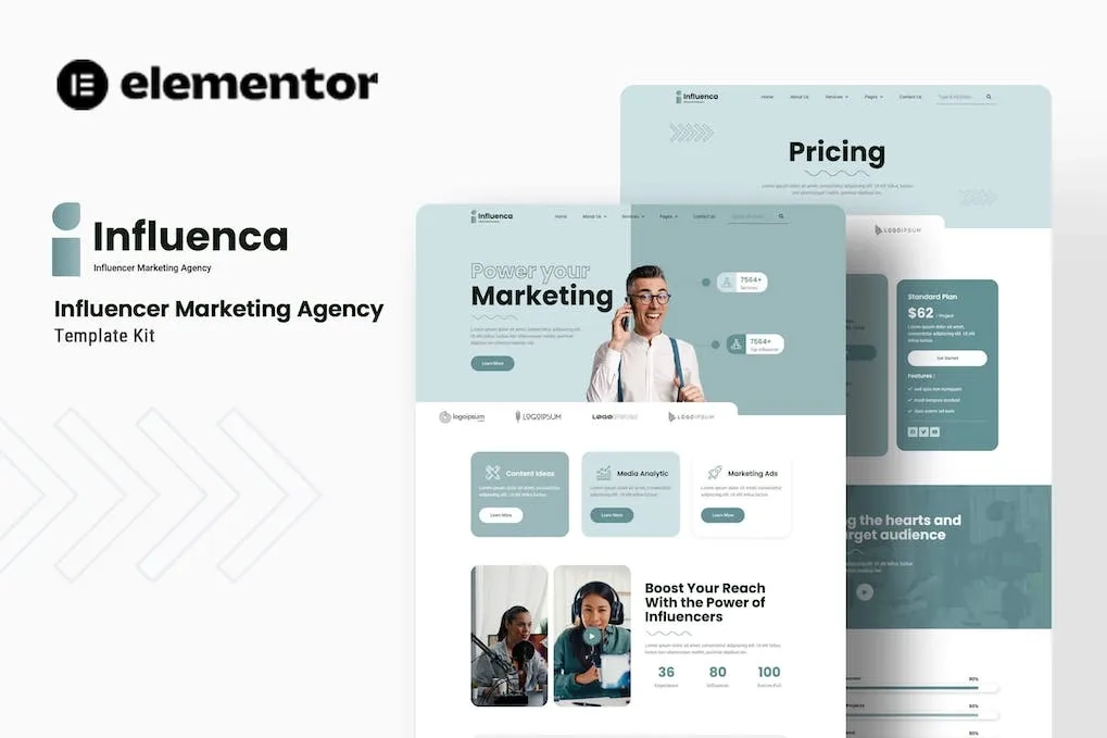 Influenca – Influencer Marketing Agency Elementor Template