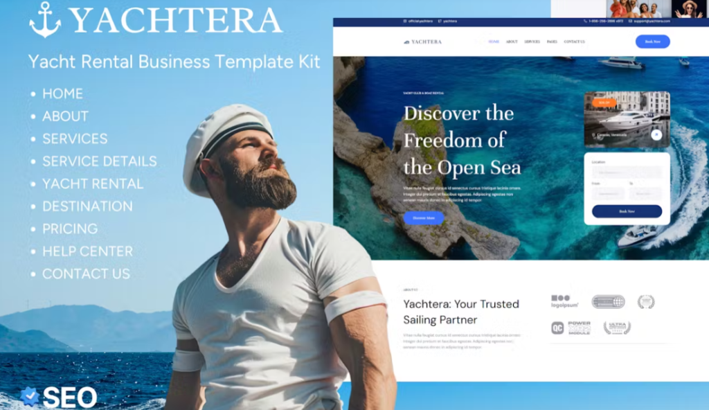 Yachtera – Yacht Club & Boat Rental Elementor Template
