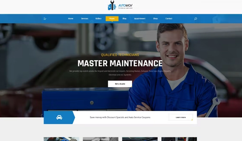 Automov – Car Repair & Services Elementor Template