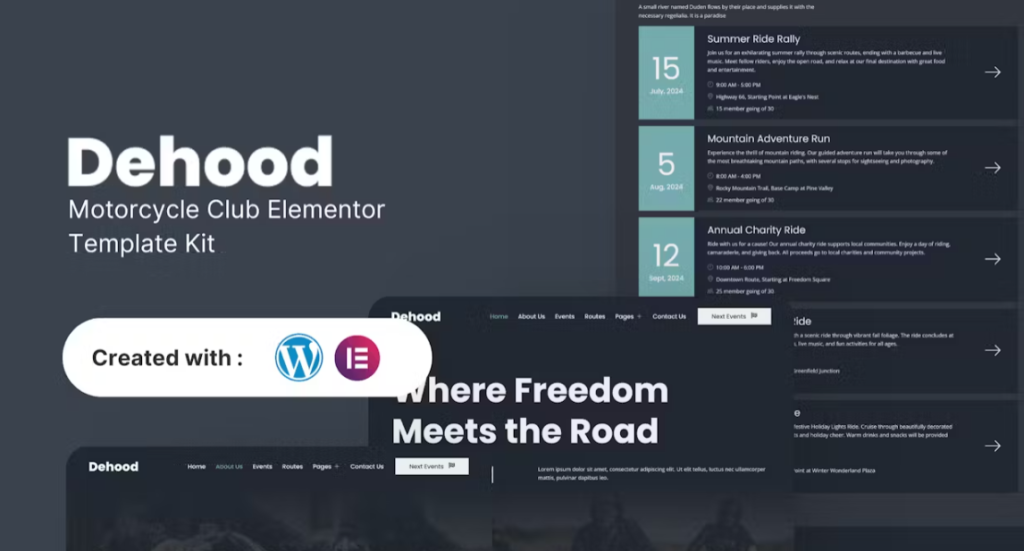 Dehood – Motorcycle Club Elementor Template