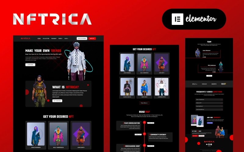 NFTRICA – NFT Project Artist Showcase Elementor WordPress Theme
