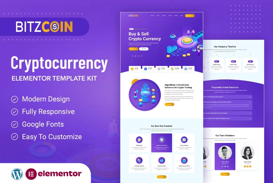 BitzCoin – Crypto Exchange Elementor Template