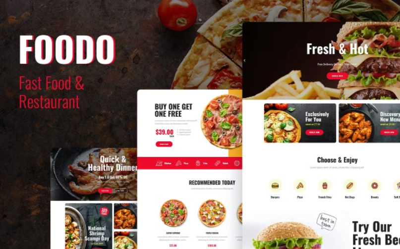 Foodo – Fast Food & Pizza Elementor Template