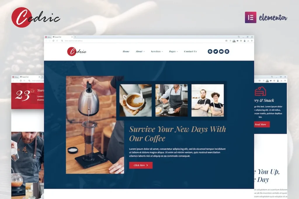 Cedric – Coffee & Beverages Elementor Template