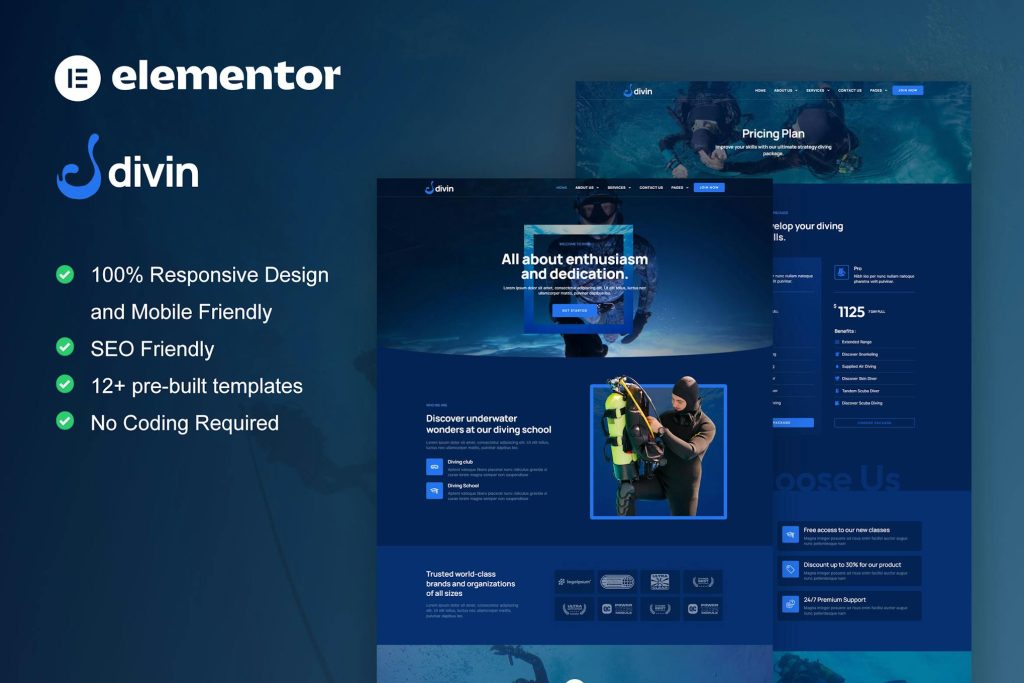 Divin – Diving Club Elementor ProTemplate