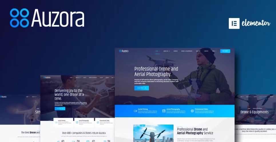 Auzora – Drone Aerial Photography Elementor Template