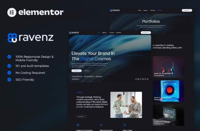 Ravenz – Creative Digital Agency Elementor Template