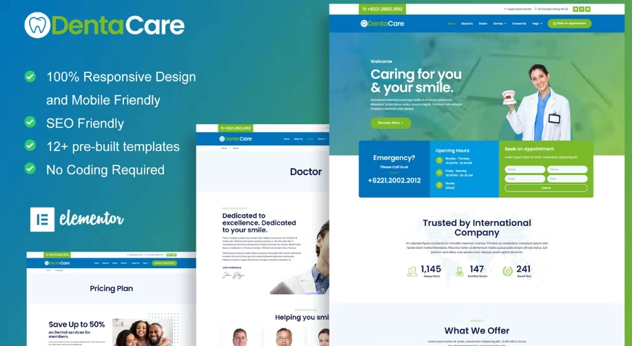 DentaCare – Dentist & Medical Elementor Template