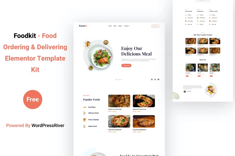 Foodkit – Food Ordering & Delivering Elementor Template