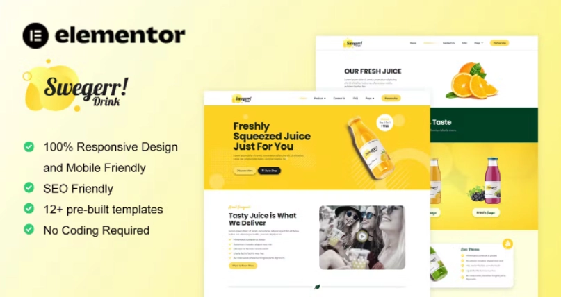 Swegerr – Juice & Fresh Drink Elementor Template