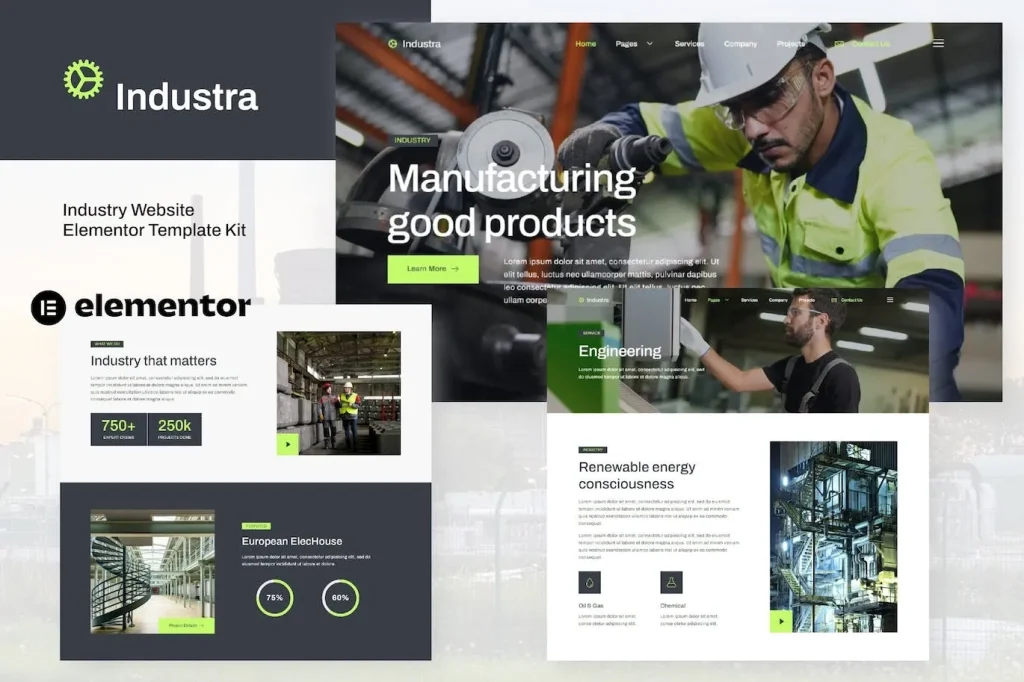 Industra – Industry & Manufacturing Elementor Template