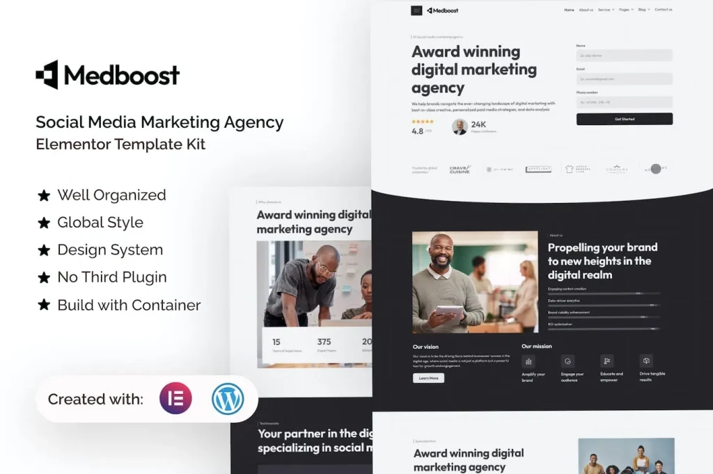 Medboost – Social Media Marketing Agency Elementor Template