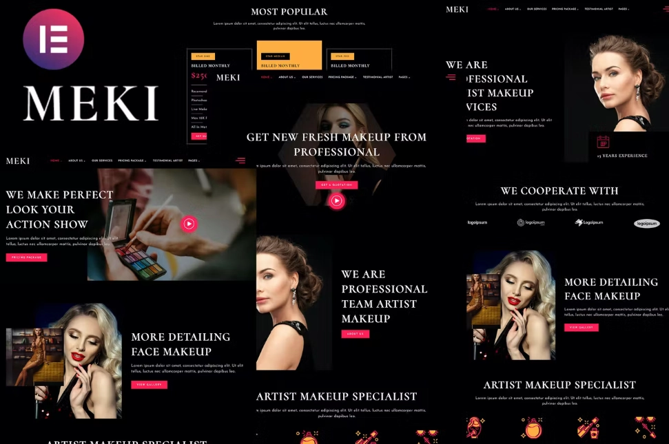Meki – Artist Makeup Business Services Elementor Template